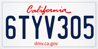 CA license plate 6TYV305