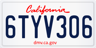 CA license plate 6TYV306