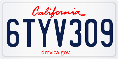 CA license plate 6TYV309
