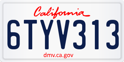 CA license plate 6TYV313
