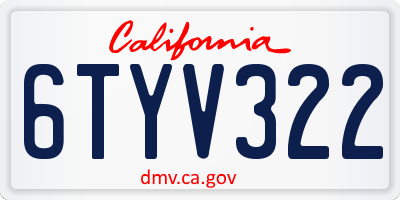 CA license plate 6TYV322