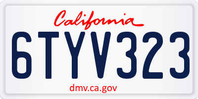 CA license plate 6TYV323