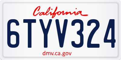 CA license plate 6TYV324