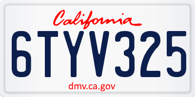 CA license plate 6TYV325