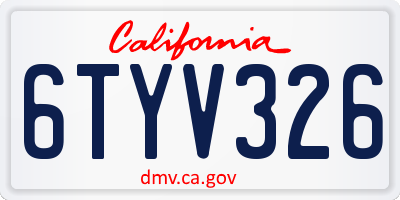 CA license plate 6TYV326