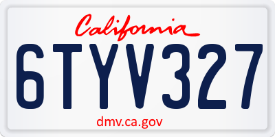 CA license plate 6TYV327