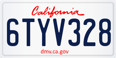 CA license plate 6TYV328