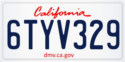 CA license plate 6TYV329