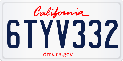 CA license plate 6TYV332