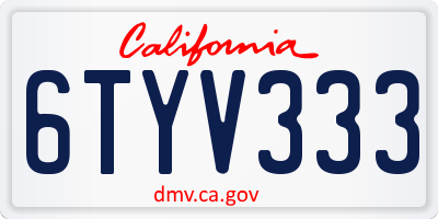 CA license plate 6TYV333