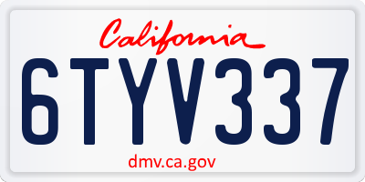 CA license plate 6TYV337