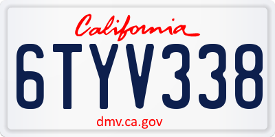 CA license plate 6TYV338