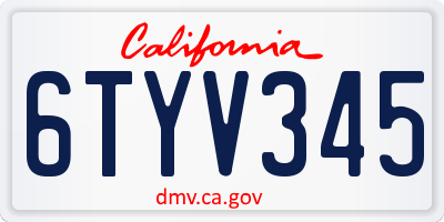 CA license plate 6TYV345