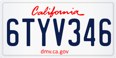 CA license plate 6TYV346