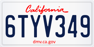 CA license plate 6TYV349