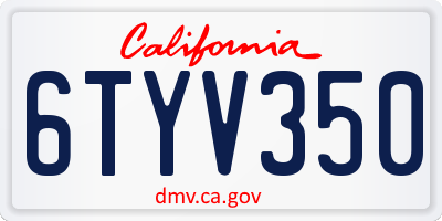 CA license plate 6TYV350