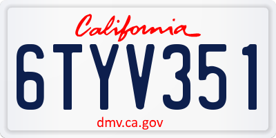 CA license plate 6TYV351