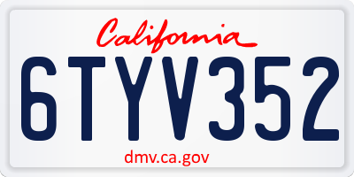 CA license plate 6TYV352