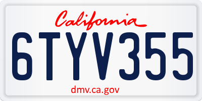 CA license plate 6TYV355