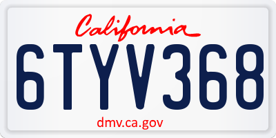CA license plate 6TYV368
