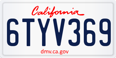 CA license plate 6TYV369