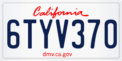 CA license plate 6TYV370