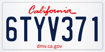 CA license plate 6TYV371