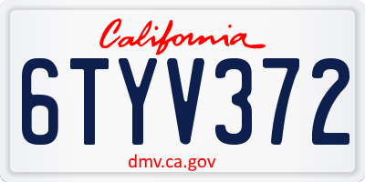 CA license plate 6TYV372