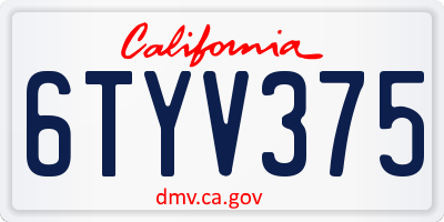 CA license plate 6TYV375