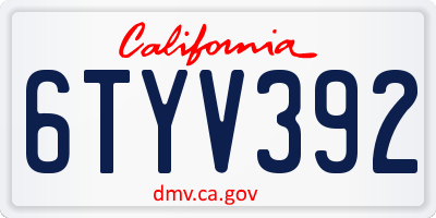CA license plate 6TYV392