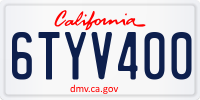 CA license plate 6TYV400