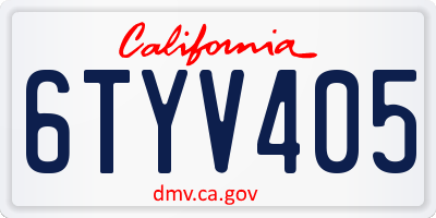 CA license plate 6TYV405