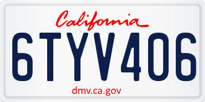 CA license plate 6TYV406