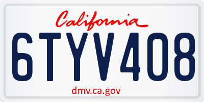 CA license plate 6TYV408