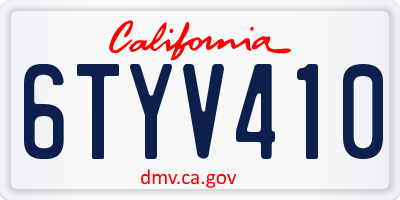 CA license plate 6TYV410