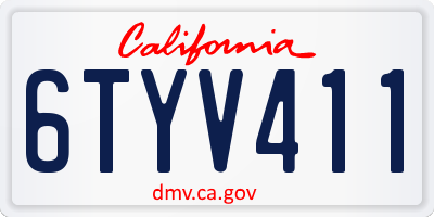 CA license plate 6TYV411