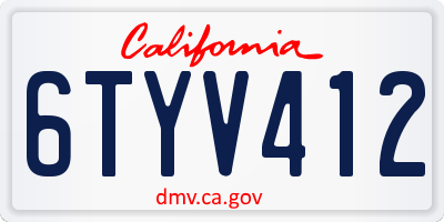 CA license plate 6TYV412