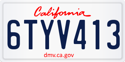 CA license plate 6TYV413