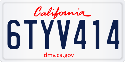CA license plate 6TYV414