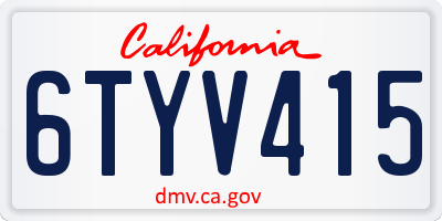 CA license plate 6TYV415
