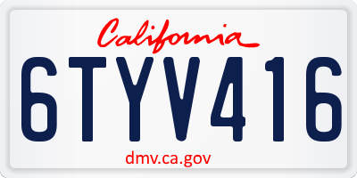CA license plate 6TYV416