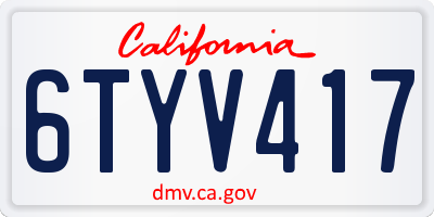 CA license plate 6TYV417