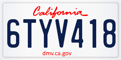 CA license plate 6TYV418