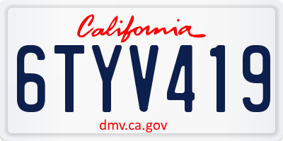 CA license plate 6TYV419