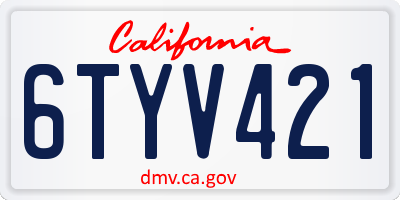 CA license plate 6TYV421