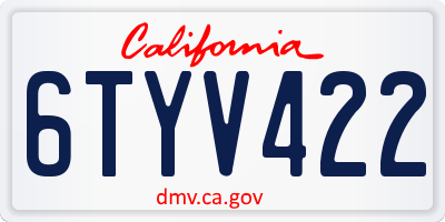 CA license plate 6TYV422