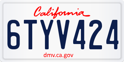 CA license plate 6TYV424
