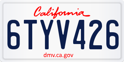 CA license plate 6TYV426