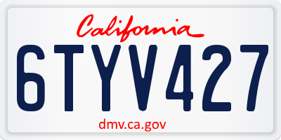 CA license plate 6TYV427