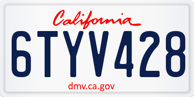 CA license plate 6TYV428